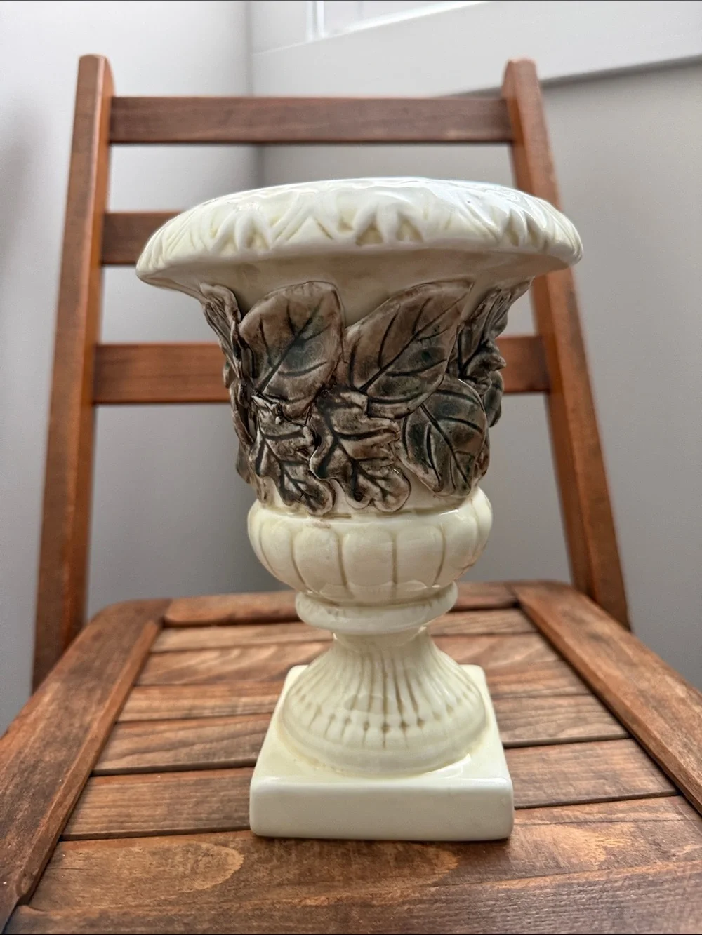 Vintage Napco Floral Pedestal Urn Planter